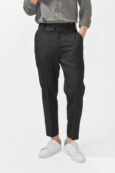 WES Formals by Westside Navy Checkered CarrotFit Trousers